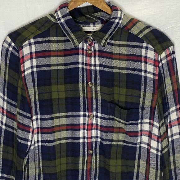 AMERICAN EAGLE Boyfriend Plaid Flannel Shirt Ahh-Mazingly Soft Womens M Blue - Picture 2 of 13
